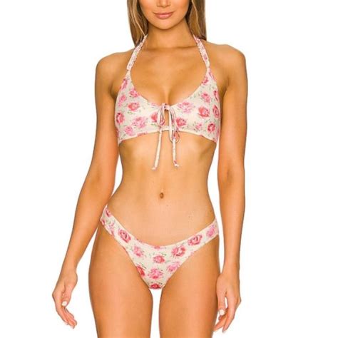 Loveshackfancy Swim Loveshackfancy Zanda Twopiece Floral Bikini Set Floral Cherry Poshmark