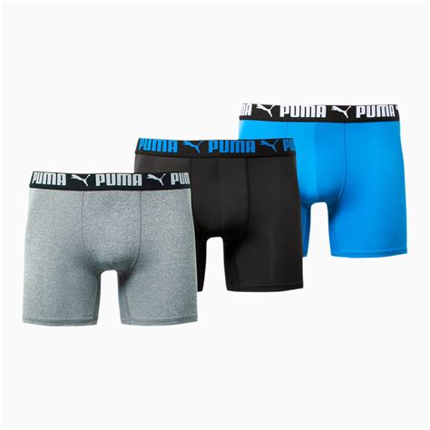 Puma Mens 3 Pack Phr Royal Black Medium Boxer Brief Underwear Athletic Fit