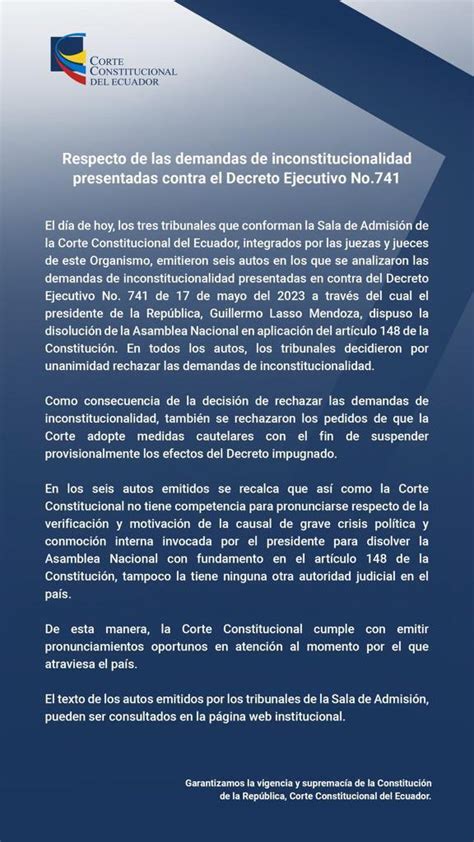 PrimeraPlanaECU On Twitter IMPORTANTE La Corte Constitucional Del