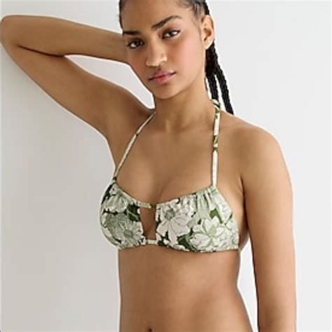 J Crew Swim J Crew Openfront Halter Bikini Top In Liberty Linear