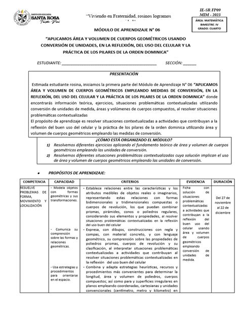 Matematica 4to Grado Material Iv Bimestre Modulo 6 Actividad 1 Y 2