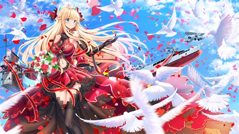 Aircraft Animal Anthropomorphism Aqua Eyes Azur Lane Bird Blonde Hair