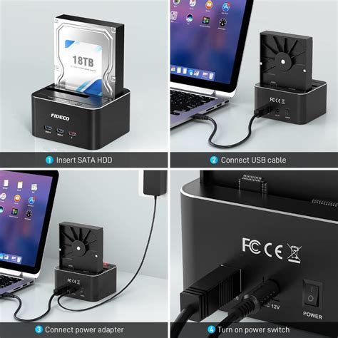 Fideco Aluminum Hard Drive Docking Station Usb 3 0 Docking Station For 2 5 And 3 5 Inch Sata