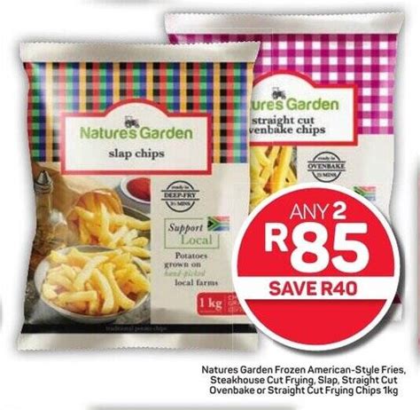 Natures Garden Frozen American Style Fries Steakhouse Cut Frying Slap