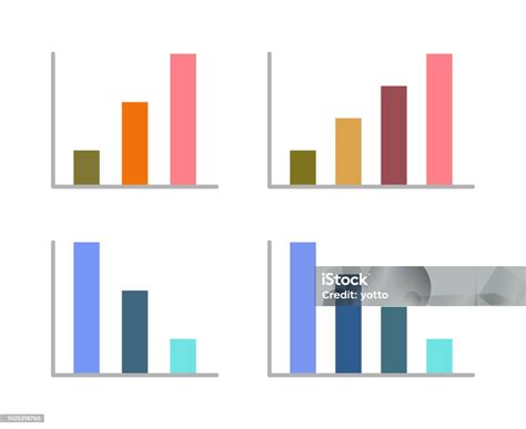 Four Types Of Bar Graph Isolated Vector Icons Set Stock Illustration