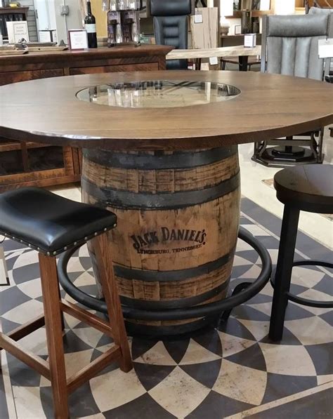 Reclaimed Whiskey Barrel Table in 2024 | Barrel table, Whiskey barrel ...