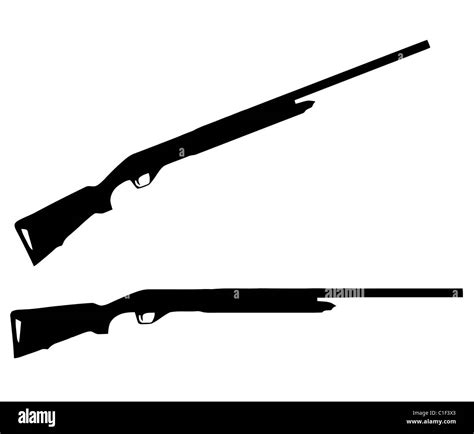 Isolated Firearm Shotgun Black On White Silhouette Stock Photo Alamy