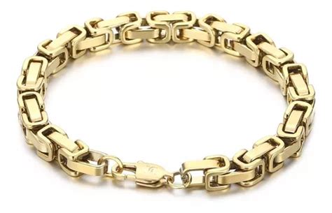 Esclava Pulsera Bizantina Oro Laminado K Hombre Joyeria Meses Sin