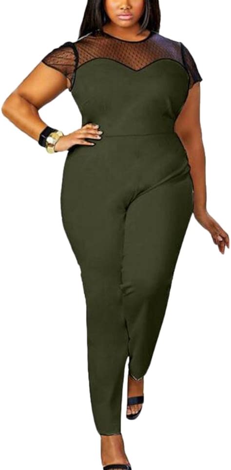 Damen Gro E Gr En Jumpsuit Overall Einteiler Hose V Ausschnitt Lang