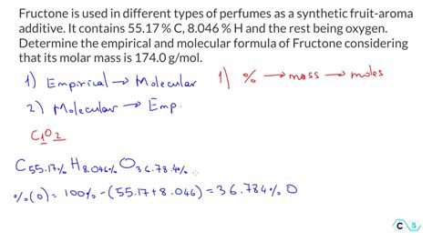 Fructone Empirical And Molecular Formula From Percent Composition 2 Youtube