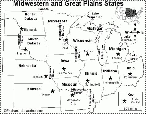 Midwest States And Capitals Map Printable - Printable Word Searches