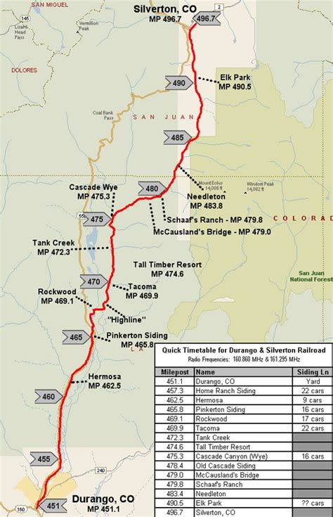 Durango And Silverton Narrow Gauge Railroad Route Map Grand Canyon