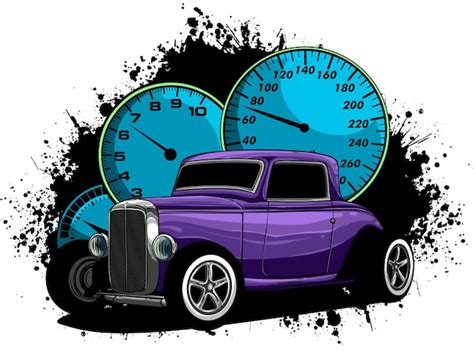 Tirage D Illustration Vectorielle De Voiture Hot Rod Vecteur Premium