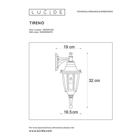 TIRENO Applique d extérieur Descendante Métal H32cm Noir Lucide