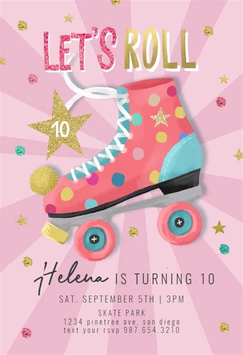 Roller Skating Birthday Invitation Template Greetings Island