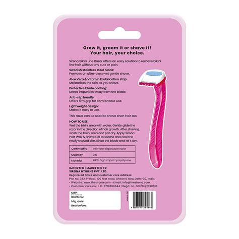Buy Sirona Disposable Bikini Line Trimming Razor For Women With Aloe Vera Vitamin E