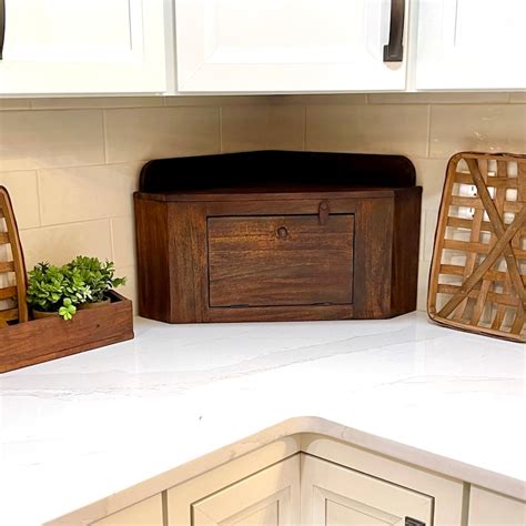 Handmade Large Corner Bread Box For Kitchen Countertop Rustic Etsy