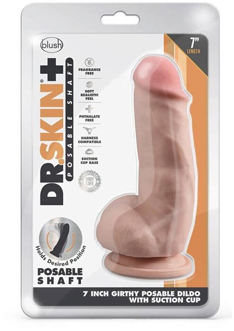 Blush Dr Skin Plus Inch Girthy Posable Dildo With Balls Vanilla