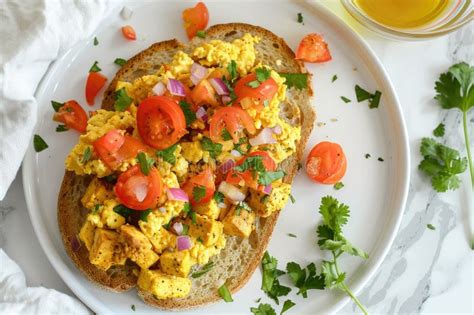 Scrambled Egg Served With Bread Stock Illustration Illustration Of