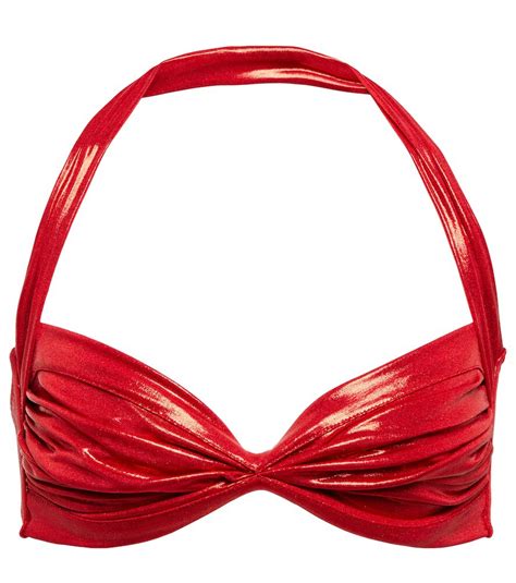 Buy Norma Kamali Bill Shirred Lam Bikini Top At Off Editorialist