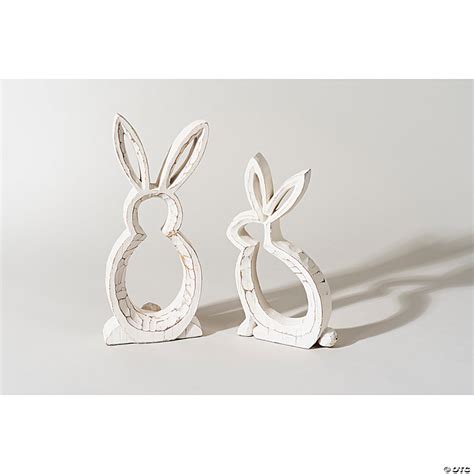 Melrose International Bunny Outlines Tabletop Figurine Décor Set Of 2