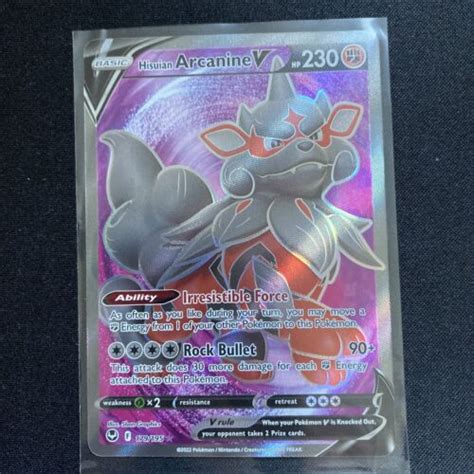 Pok Mon Tcg Hisuian Arcanine V Full Art Silver Tempest Holo