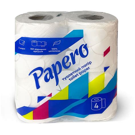 Туалетний папір Papero Toilet Paper білий, 2-шаровий, 150 відривів, 4 ...