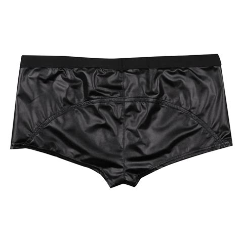 Faux Leather Zipper Pouch Men Panties Erotic Under Wear Lingerie Mens Sexy Underwear Men S Boxer