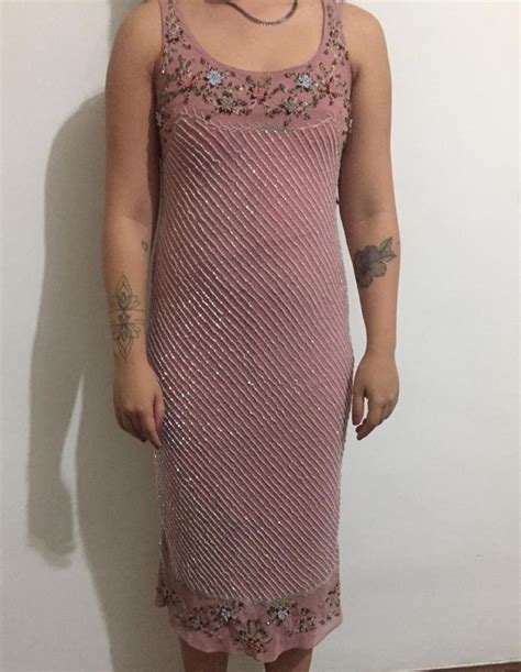 Vestido Nude Bordado Vestido De Festa Feminino Usado 39397201 Enjoei