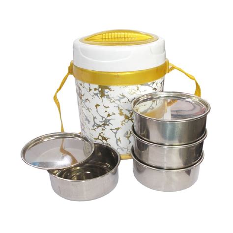 Kotak Sales Insulated Double Wall 4 Container Stainless Steel Tiffin 1000ML Hot Lunch Box At Rs