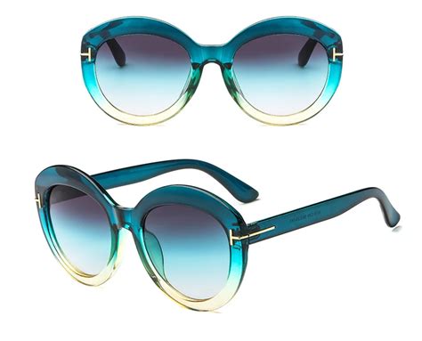 Новые модные круглые женские солнцезащитные очки, брендовые градиентные ...