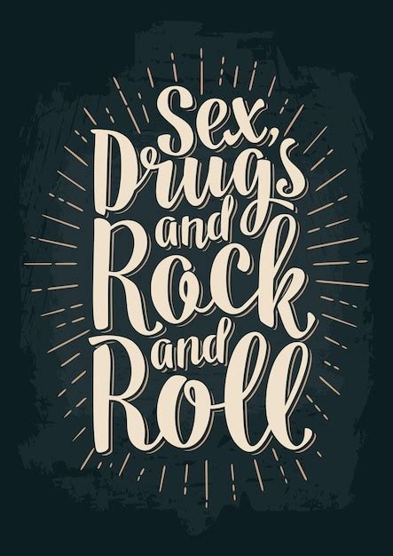 Premium Vector Sex And Rock And Roll Lettering With Rays