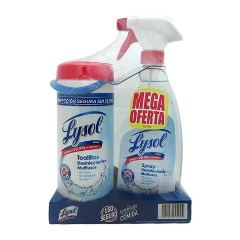 Desinfectante multiusos Lysol 650 ml más toallitas desinfectantes 35