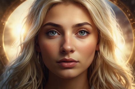 Premium Photo A Portrait Of A Blonde Woman With A Freckles On Her Face