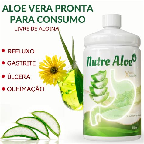 Babosa Serve Para Gastrite - Babosa Para Consumo 1L Suporte Para Gastrite Refluxo e Sensação Ácida ...