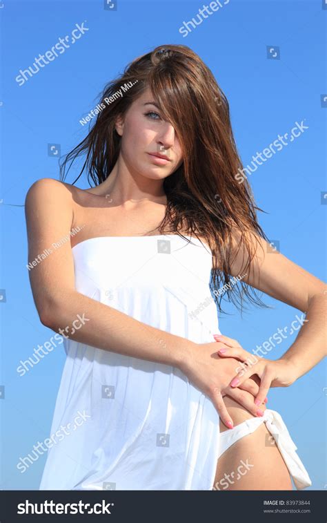 Sexy Bikini Model White Top Posing Stock Photo Shutterstock