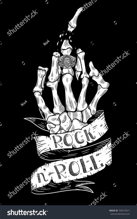 Skeleton Hand Rock N Roll Fuck Stock Vector Royalty Free Shutterstock
