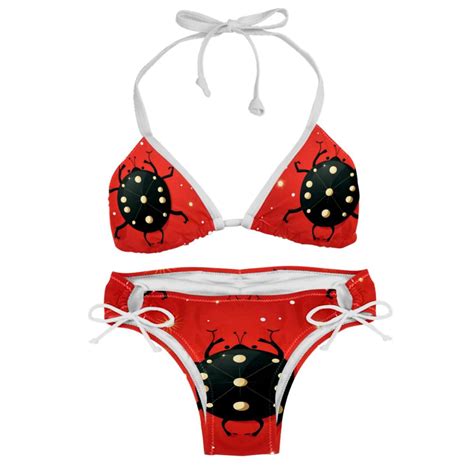 Seven Starred Ladybird Detachable Sponge Adjustable Strap Bikini Set Two Pack Swim Suits For
