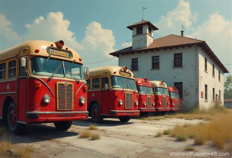 Old Prison Bus Stop In Realistic Painting Stable Diffusion Online