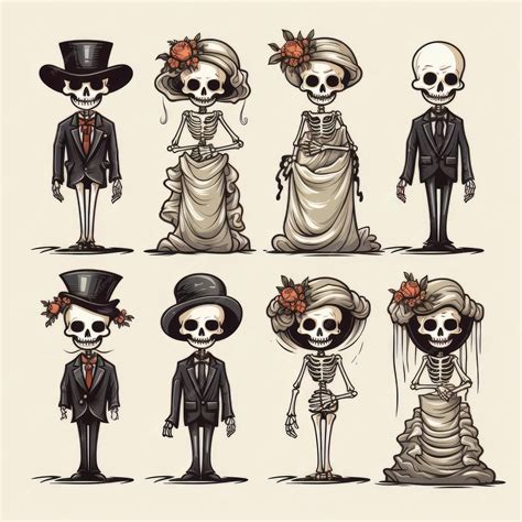 Premium AI Image | Set of Halloween skeleton characters Vector ...