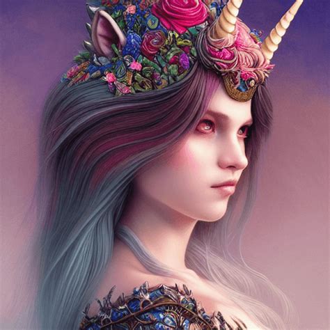 Abstract Unicorn Girl By Greg Rutkowski And Charlie Bowater · Creative