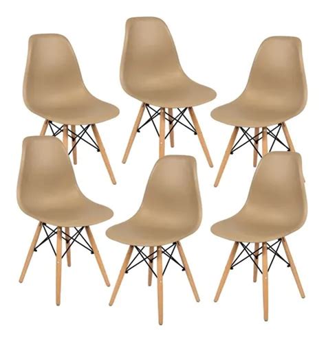 Silla De Comedor DKR Decor Charles Eames Eiffel Con Estructura Color Nude X 6 Unidades