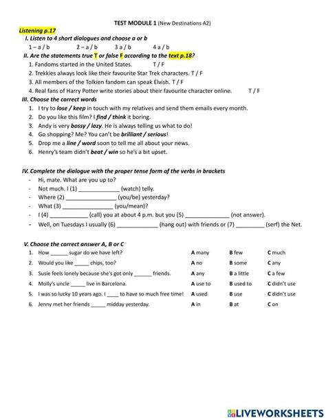 1458130 | Module 1 test (New Destinations B1)