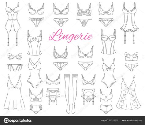 Collection de lingerie féminine tendance illustration de croquis vectoriels Vecteur par