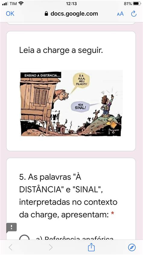 Leia A Charge A Seguir - Leia a charge a seguir. 5. As palavras "À DISTÂNCIA" e "SINAL ...