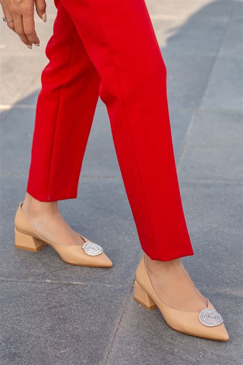 Taşlı Kadın Stiletto NUDE CİLT