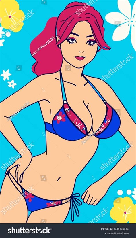 Attractive Mature Woman Bikini Over Royalty Free Licensable Stock Illustrations Drawings