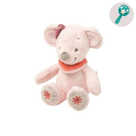 Nattou Adèle Et Valentine Mini Peluche Souris Rose Grise