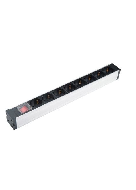 Блок розеток Hyperline для 19 шкафов, горизонтальный, 8 розеток Schuko ...