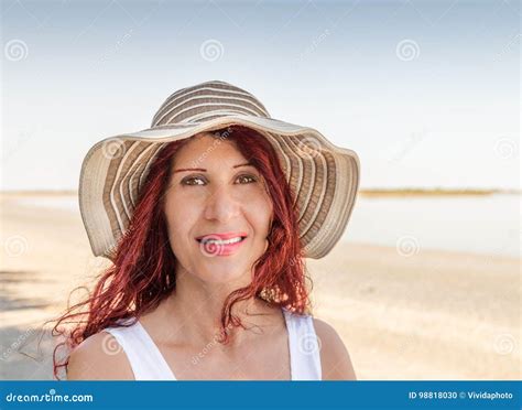 Redhead Mature Woman On Seaside Stock Photo Image Of Panama